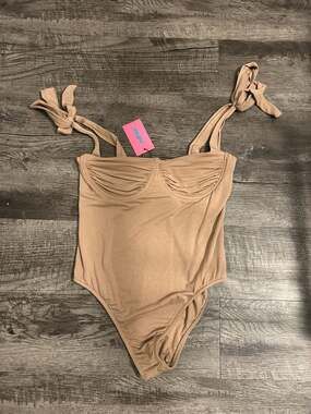 Edikted Bodysuit With Straps Beige Size L